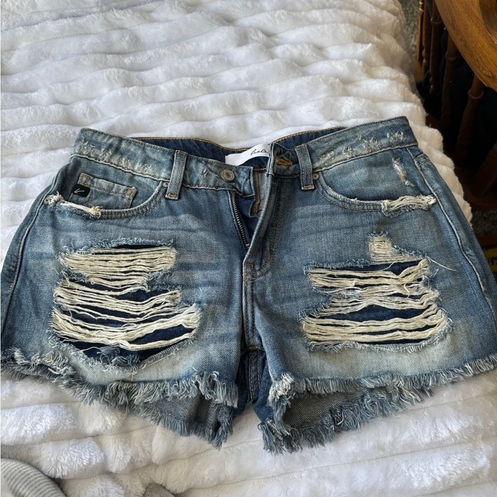 KanCan Blue Distressed Jean Shorts-5/26